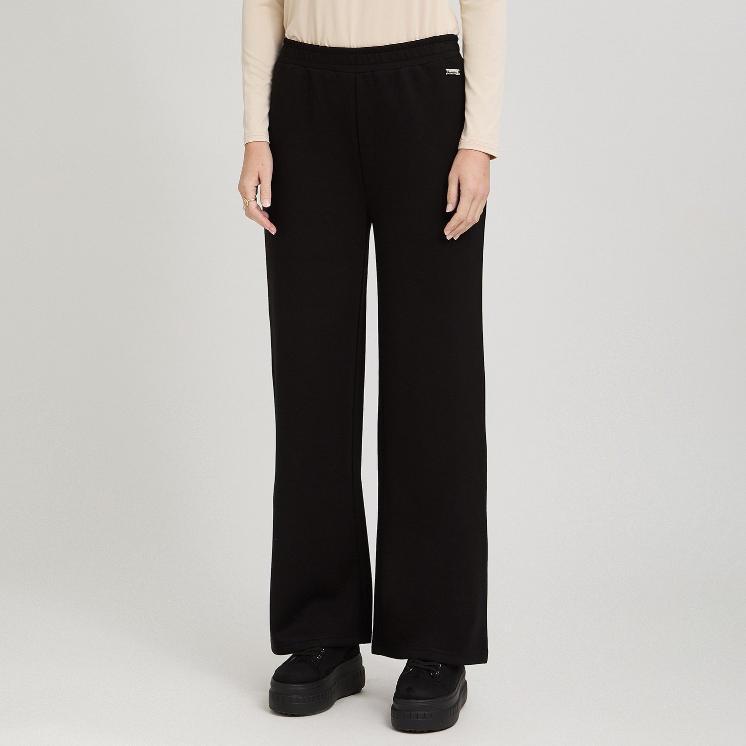 Pantalón Sport Palazzo Pretina Elasticada Negro